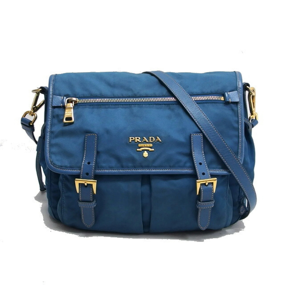 Prada Saffiano Tessuto Nylon Shoulder Bag, Blue
